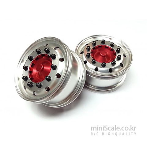 Aluminum Wide Front Wheels Red(Black Nut) / 미니스케일(Miniscale)